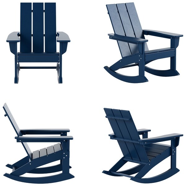 Polytrends Shoreside Modern EcoFriendly All Weather Poly Adirondack Rocking Chairs (Set of 4)