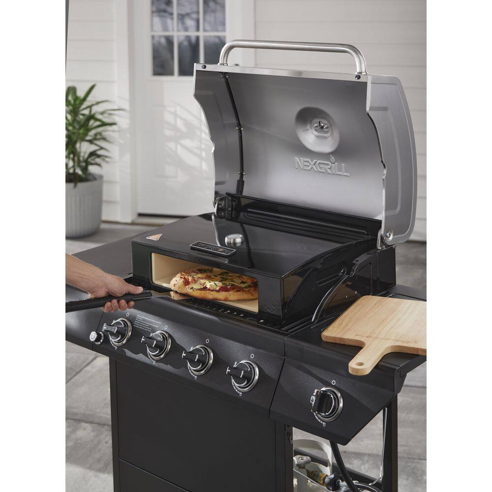 Nexgrill 720-0925P 4-Burner Propane Gas Grill in Black with Side Burner and Stainless Steel Main Lid