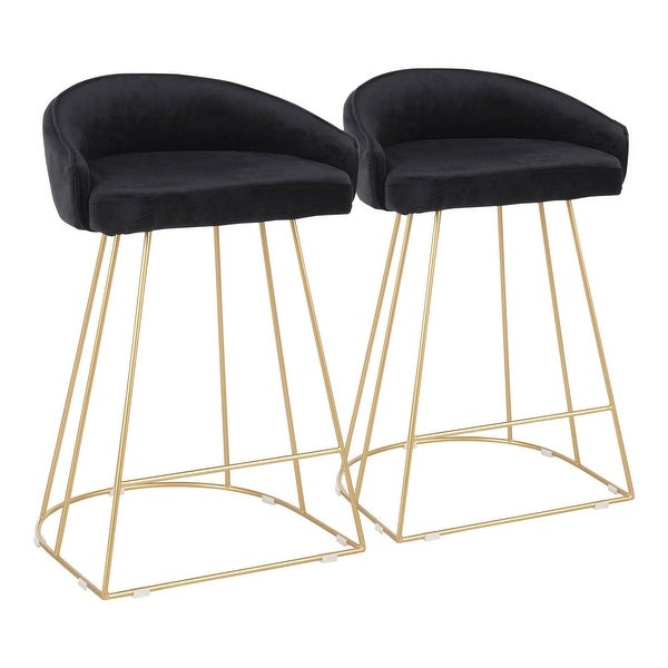 Lumisource Canary Counter Stool in Gold with Black Velvet - Set of 2 - 20.25