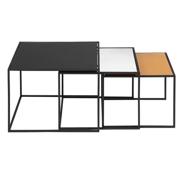 Homy Casa Set of three small modern nesting tables in different colours