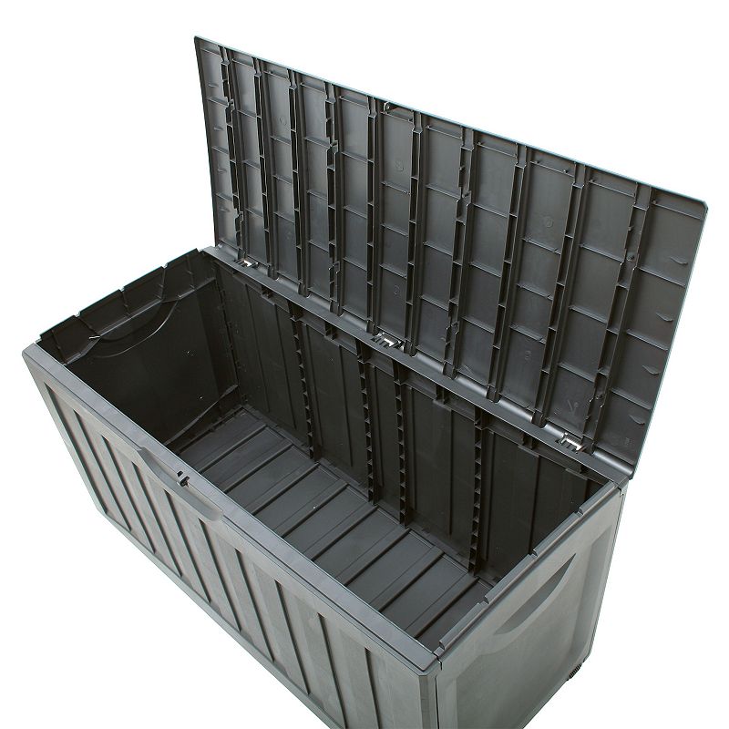 Ram Quality Products Plastic 90 Gal Outdoor Locking Storage Bin Deck Box， Gray