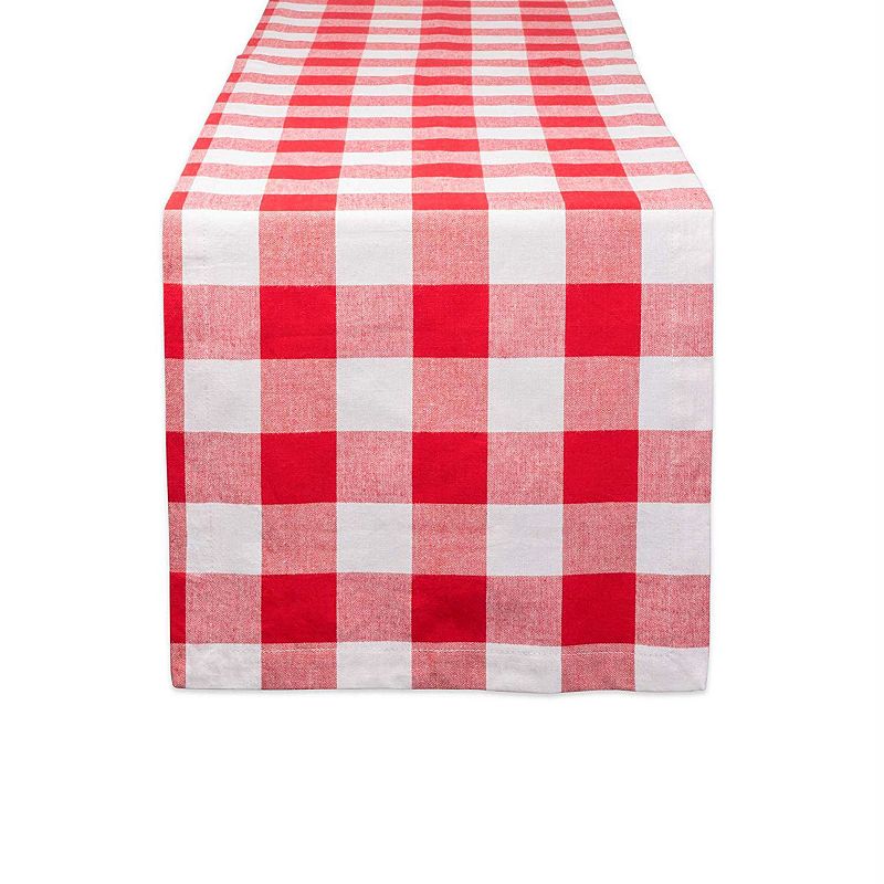 72 Red and White Checkered Rectangular Table Runner