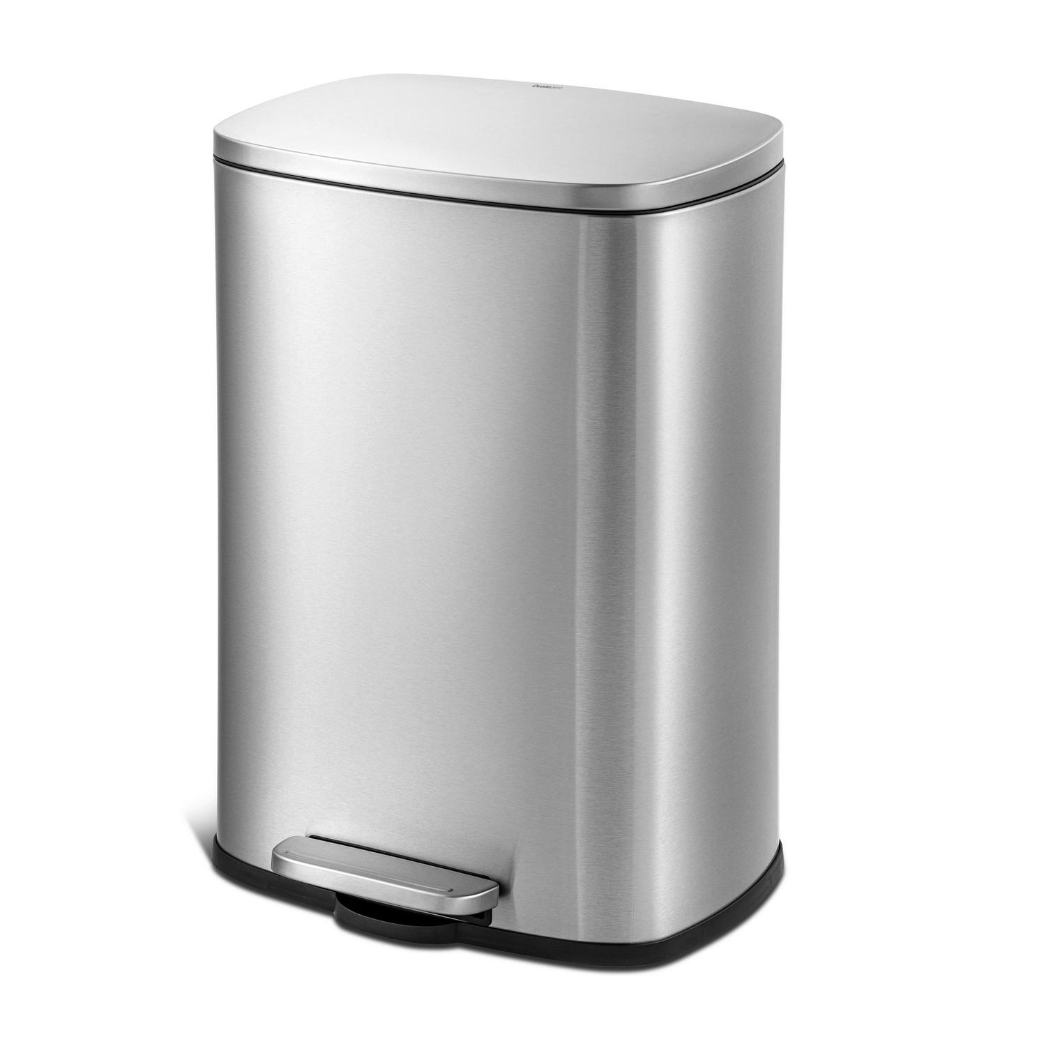 Qualiazero 132 gallon Trash Can Stainless Steel Step On Kitchen Garbage Can Silver  Crowdfused