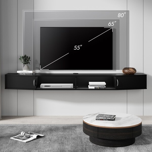 Fitueyes 70'' Floating TV Stand Wall Mounted TV Shelf Media Console