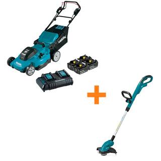 Makita 18-Volt X2 (36V) LXT Cordless 21 in. Self-Propelled Lawn Mower Kit (4 Batteries 5.0Ah) with bonus 18-Volt String Trimmer XML11CT1-XRU02Z