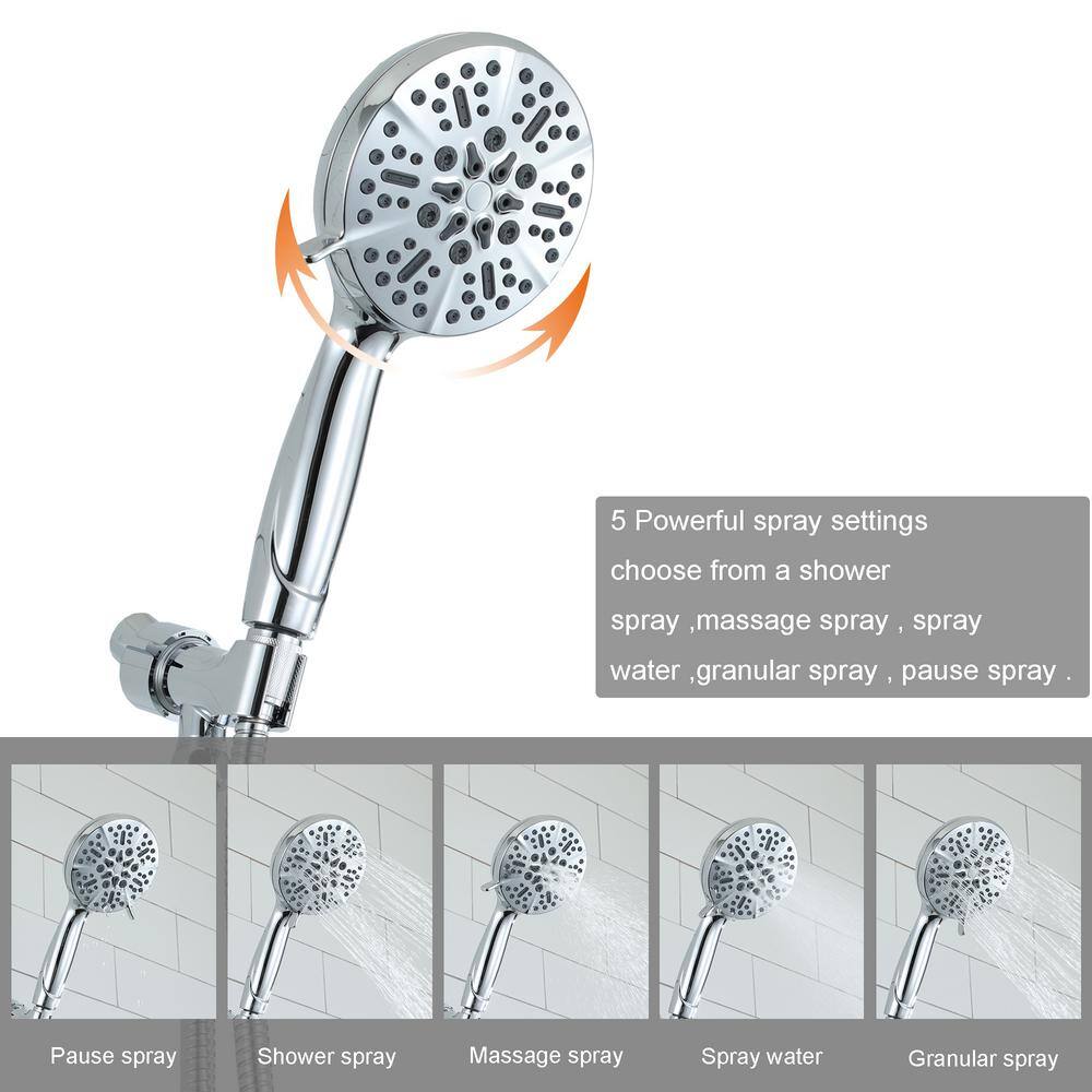 CASAINC 5-Spray Patterns with 1.75 GPM 5 in. High Pressure Wall Mount Handheld Shower Head in Chrome CASATW201-5CH