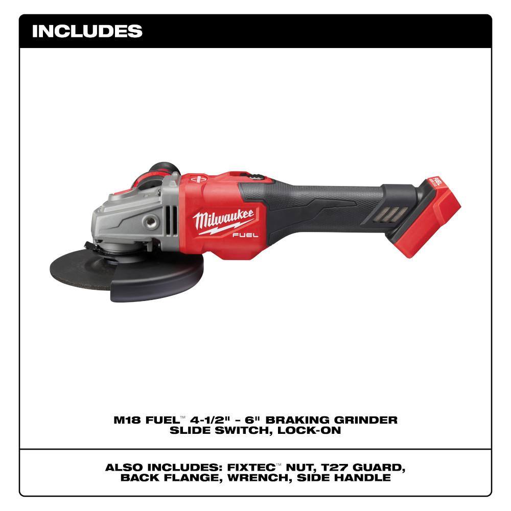 MW M18 FUEL 18V Lithium-Ion Brushless Cordless 4-12 in.6 in. Grinder with Slide Switch with Lock On (Tool-Only) 2981-20