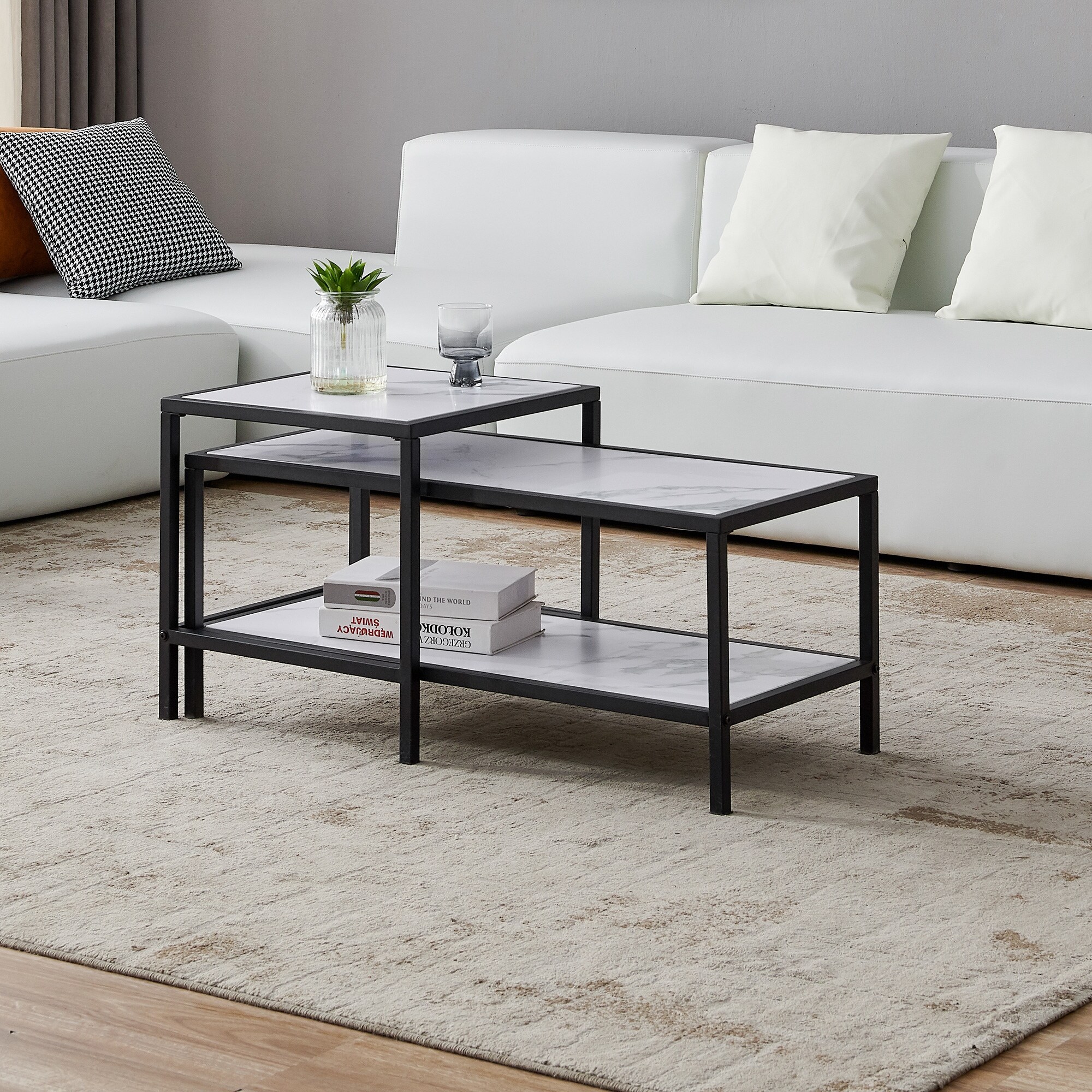 Square and rectangle Modern Nesting coffee table