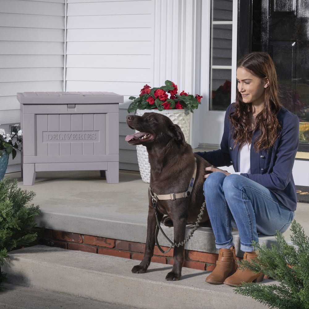 Step2 Parcel Bench and Outdoor Gray Plastic Package Delivery Box