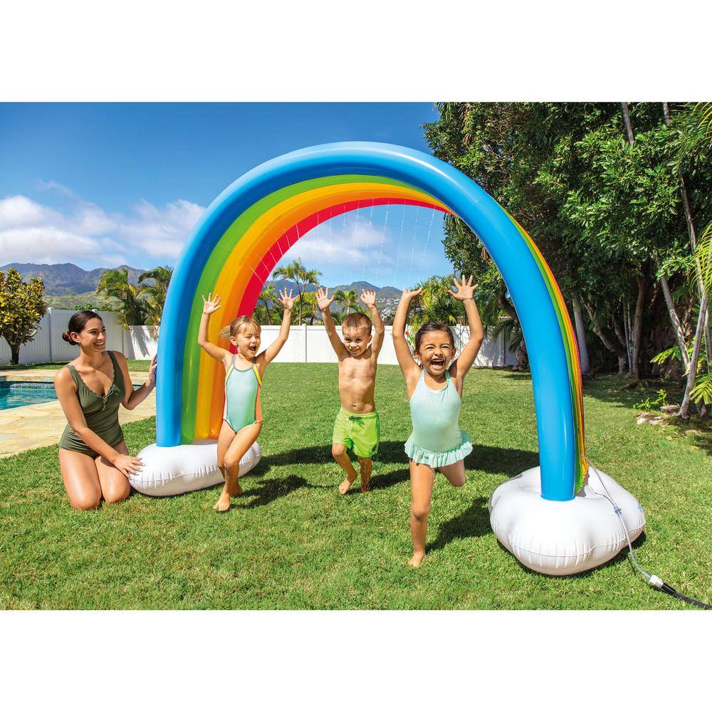 INTEX Multi-Color Plastic Inflatable Rainbow Cloud Outdoor Kids Play Sprinkler Ages 3 and Up 56597EP