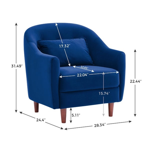 VANOMi 28.34'' Accent Armchair， Velvet Barrel Chair with Solid Wood Legs