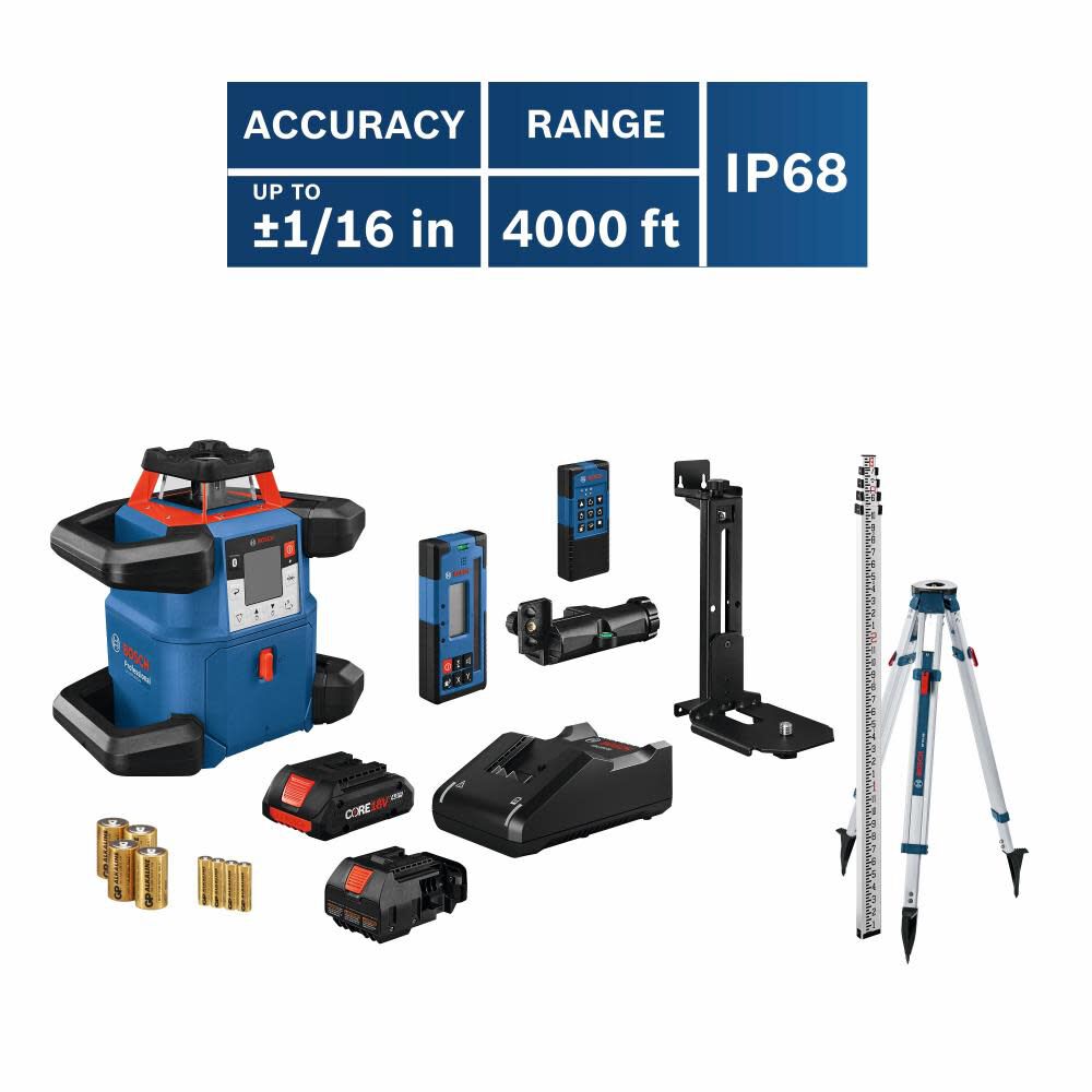 Bosch 18V REVOLVE4000 Self Leveling Rotary Laser Kit GRL4000-80CHVK from Bosch