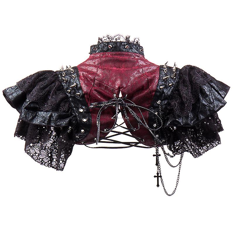 Women's Steampunk Gothic Shoulder Epaulet Pu Leather Pauldron Armour Collared Harness With Rivets Shawl