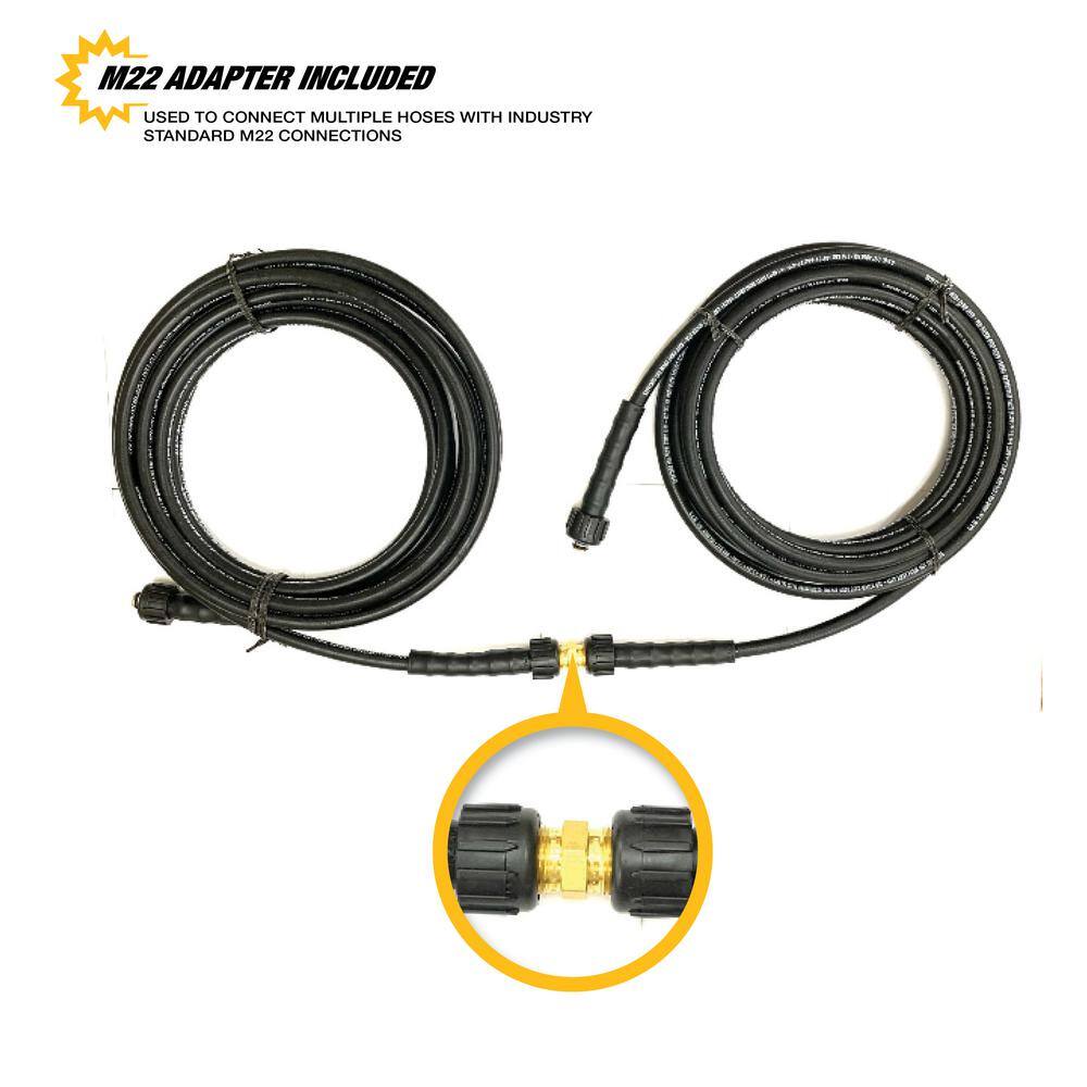 DW 516 in. x 40 ft ReplacementExtension Hose for Cold Water 3700 PSI Pressure Washers Includes M22 Adapter DXPA25PH