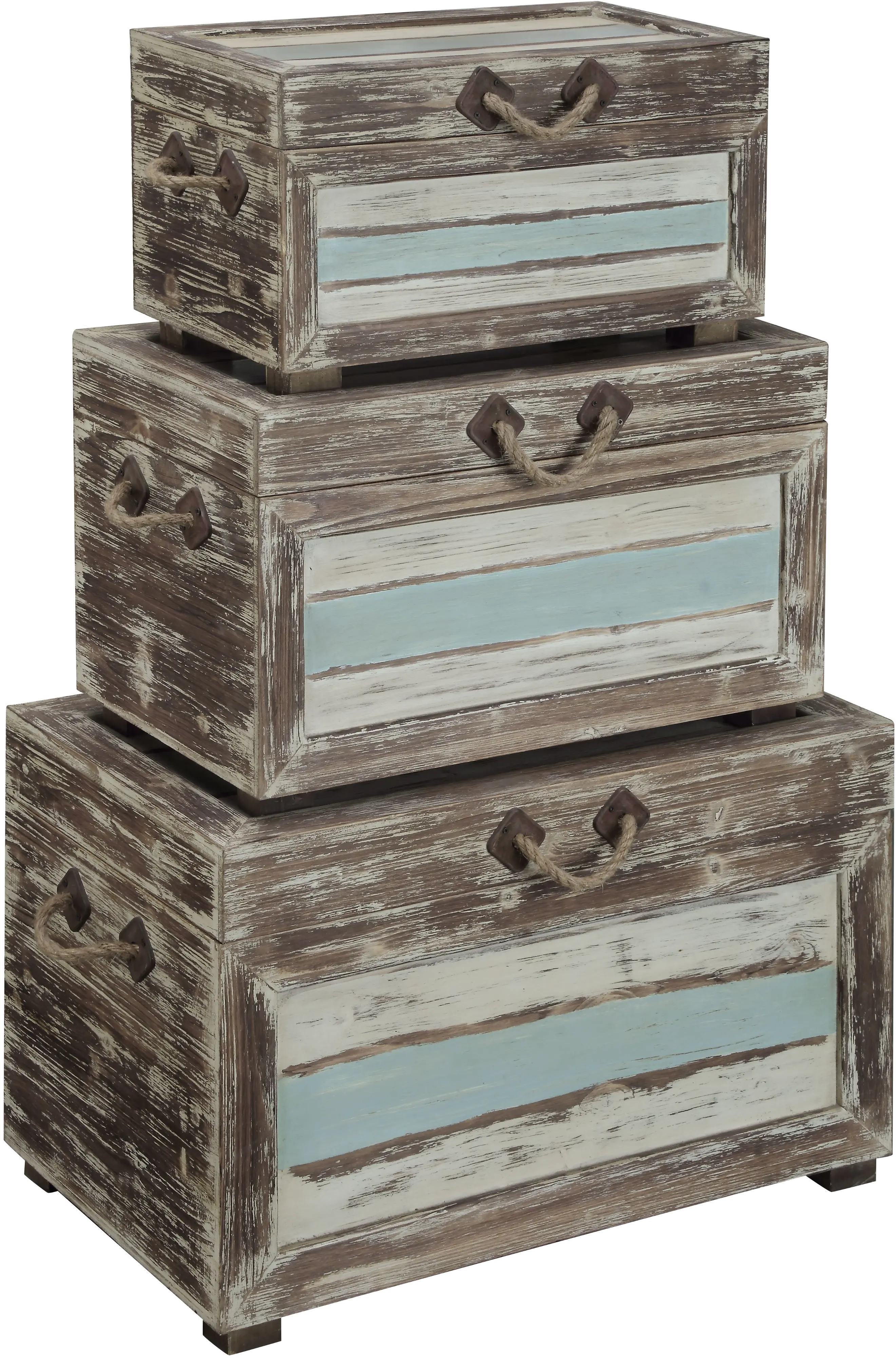 Glory Coastal Style Nesting Trunks， Set of 3