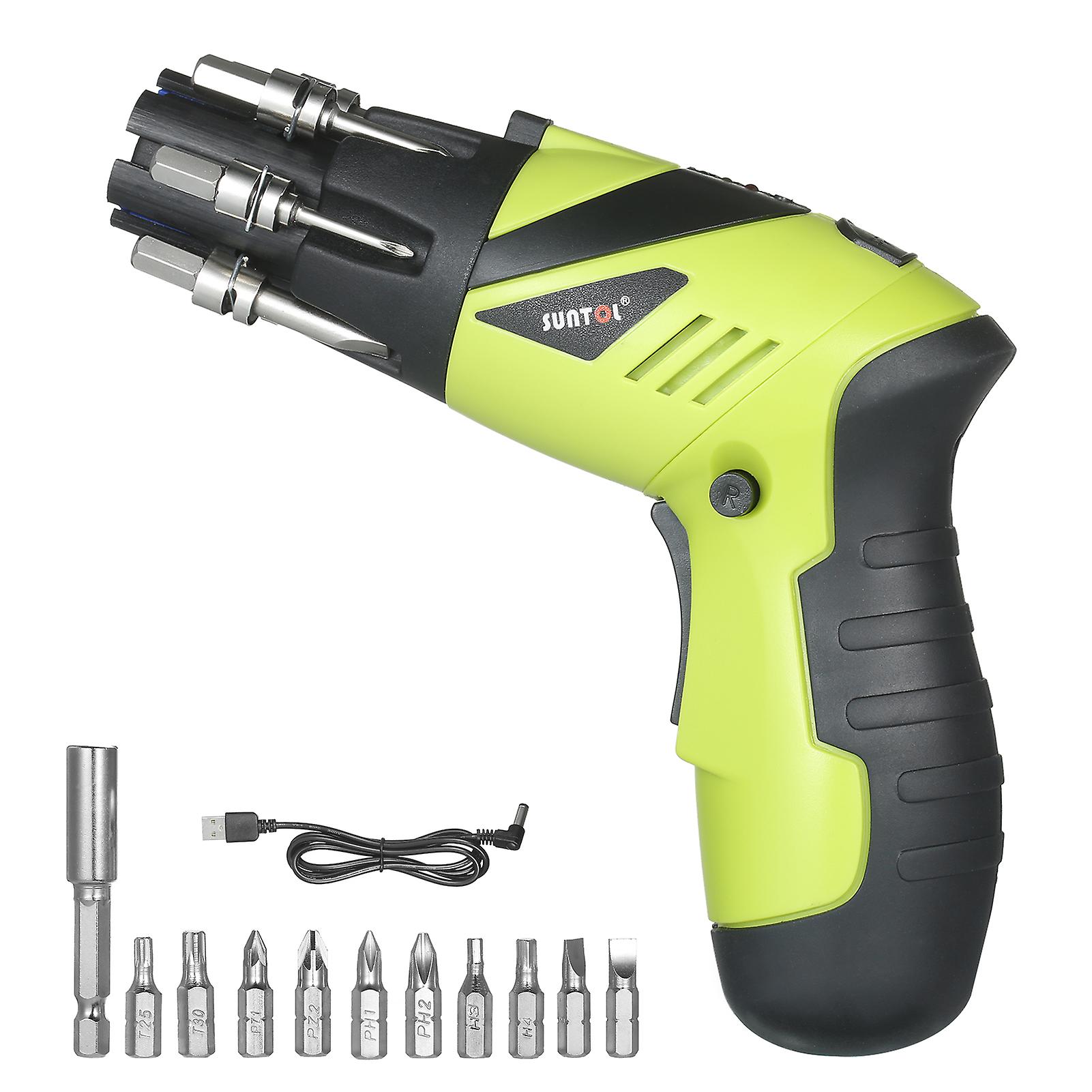 12-piece 3.6v Rechargeable Cordless Screwdriver Kit 1/4 Inch Drive 6n.m Power Screwdriver Set With Extension Screwdriver Bits Sockets Led Light Two-po