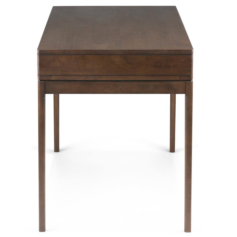 Simpli Home Harper Solid Hardwood Mid-Century Modern 60 in. Wide Writing Office Desk in Walnut Brown 3AXCHRP-10