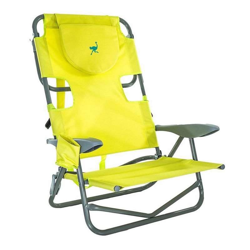 Ostrich On-Your-Back Outdoor Lounge 5 Position Reclining Beach Chair， Green