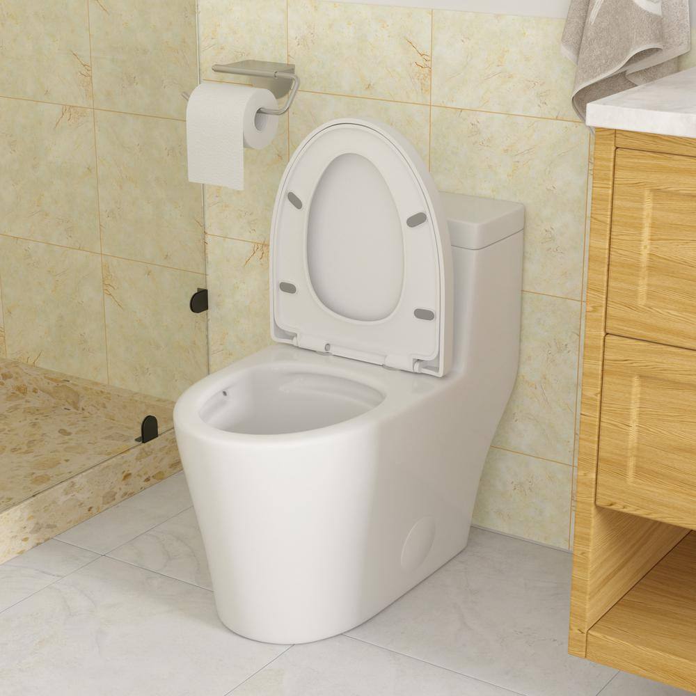 LORDEAR 12 in. Rough-In 1-piece 1.61.1 GPF Dual Flush Elongated Toilet in White Slow Close Seat Included MT80DL10