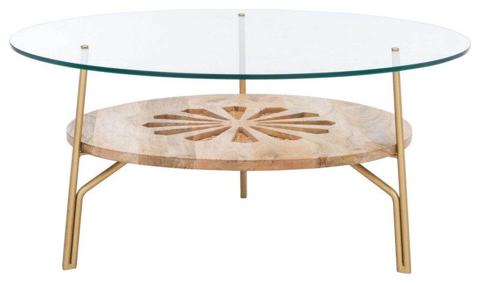 Rory Round Coffee Table Natural Brass   Contemporary   Coffee Tables   by Peachtree Fine Furniture  Houzz