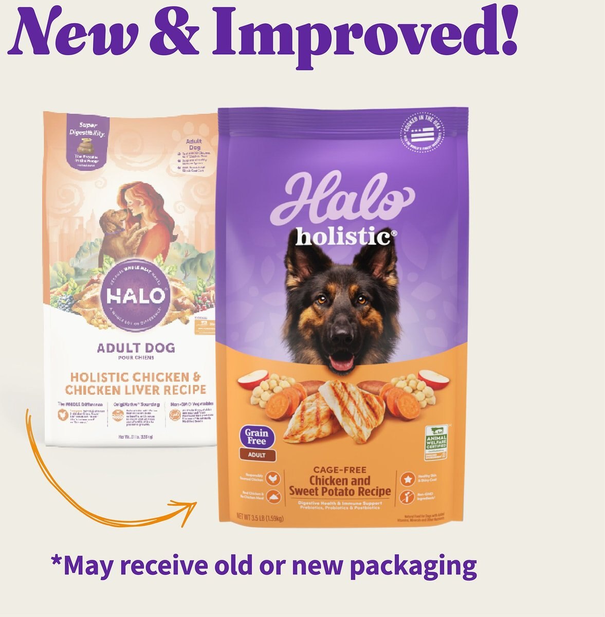 Halo Holistic Complete Digestive Health Grain-Free Chicken and Sweet Potato Dog Food Recipe Adult Dry Dog Food