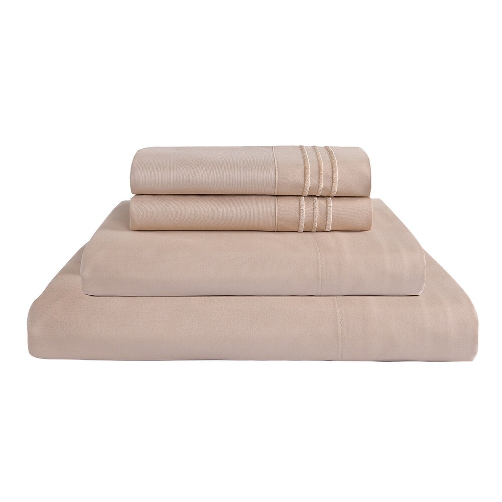 Premium Embroidered 4 Piece Microfiber Bed Sheet Set