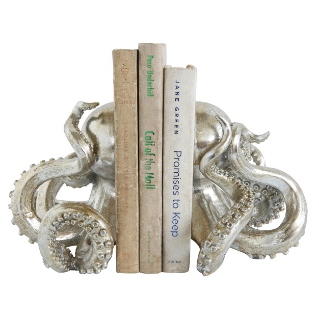 Resin Octopus Bookends Silver Storied Home