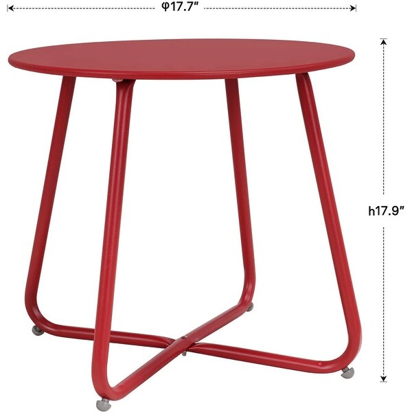 Patio Small Side Table Waterproof Round Metal Steel Portable Outdoor and Indoor End Table for Garden Balcony Yard