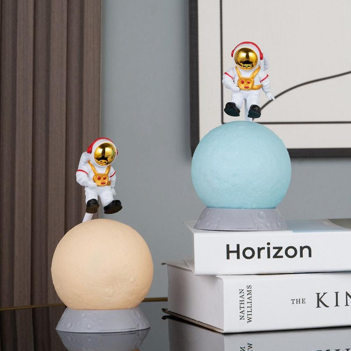 2pcs Astronaut Moon Led Night Light Bedside Atmosphere Lamp Desktop Ornament