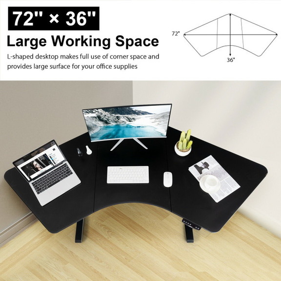 Costway 74902136 72 Inch L Shaped Splice Desktop f...