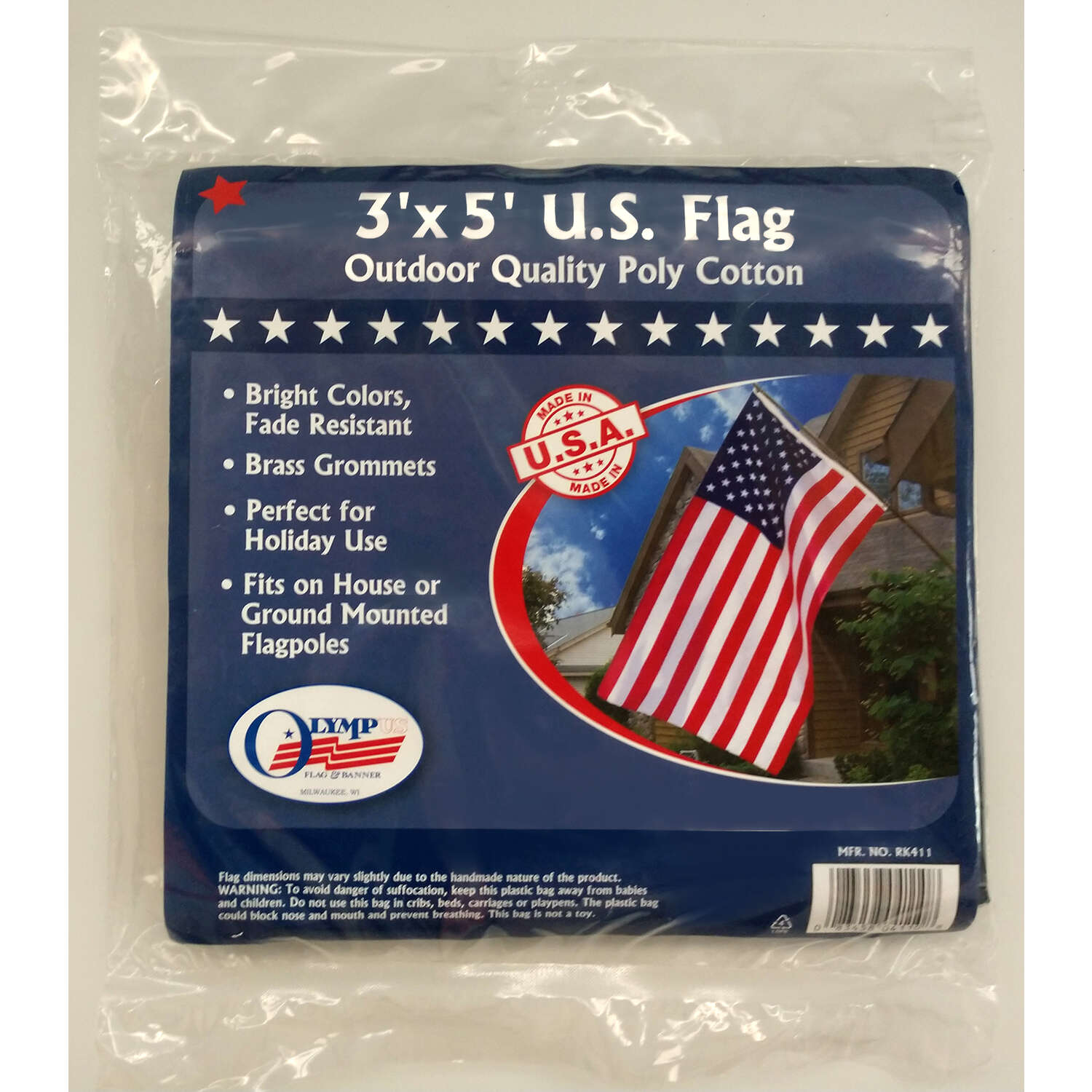 Olympus American Flag 36 in. H X 5 ft. W