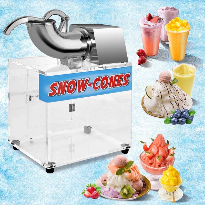 440LBS/H Stainless Steel Electric Snow Cone Machine Ice Crusher Shaver with Dual Blades for Home & Commercial Use