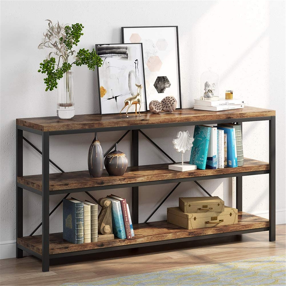 Rustic Console Sofa Table  3 Tiers Industrial Narrow Long Sofa Table