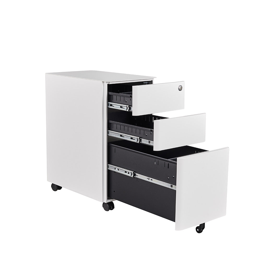 MARLO 3 Drawer Slim Mobile Cabinet - White