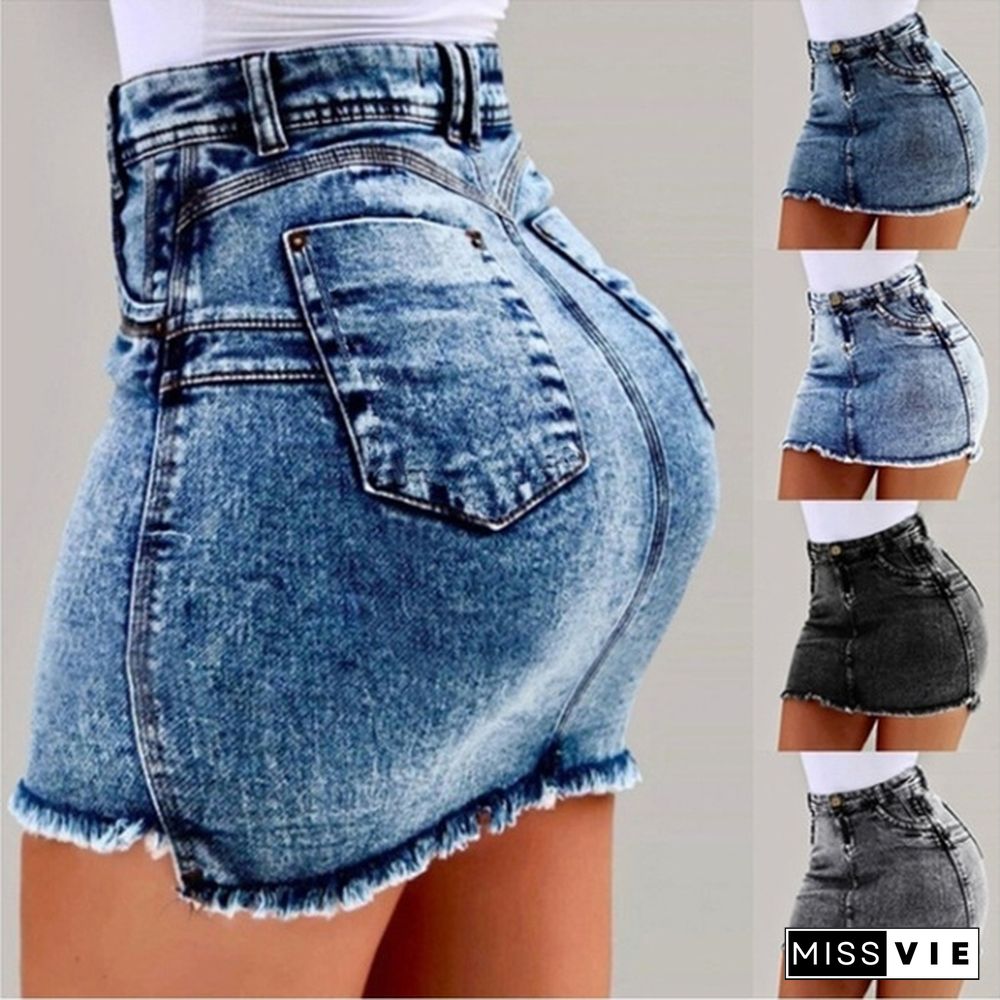 Women Denim Skirts Short Skirt Jeans Slim Fit Casual Skirt