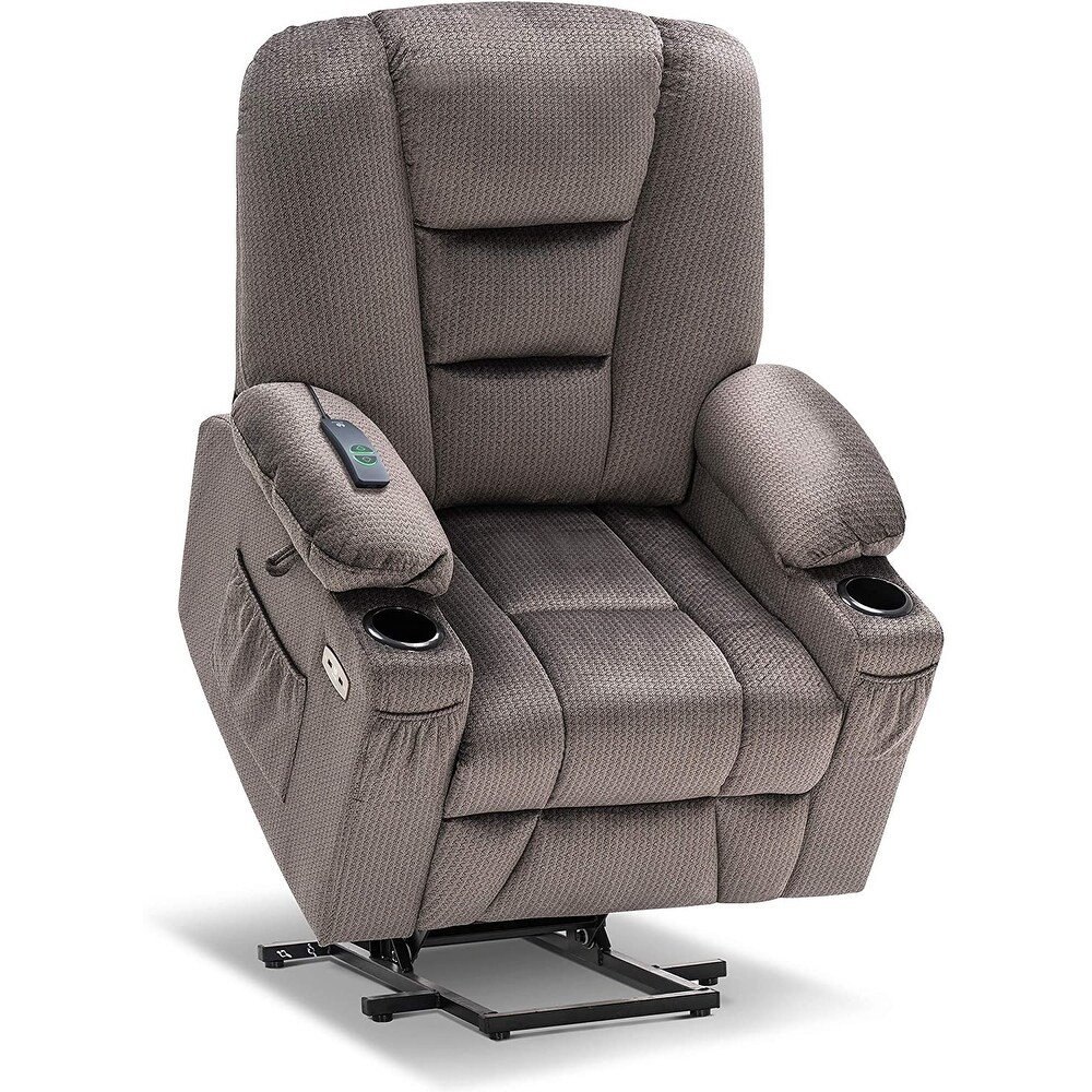 MCombo Electric Power Lift Recliner Chair with Massage and Heat for Elderly  Extended Footrest  USB Ports  Fabric 7529