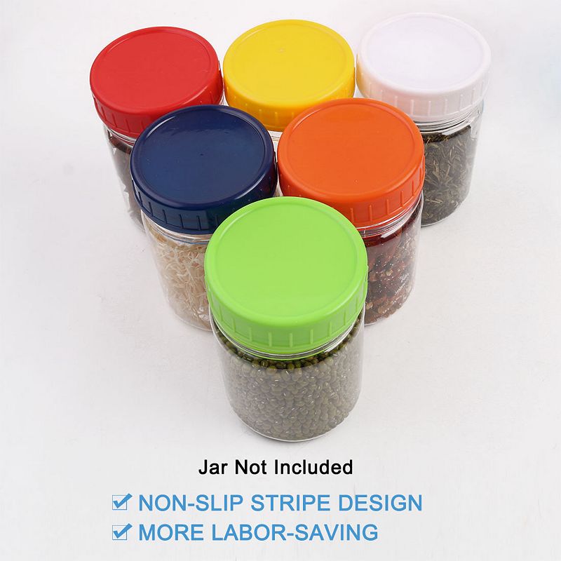 24 Pcs Assorted Color Plastic Mason Jar Lids Regular Mouth Mason Canning Jars