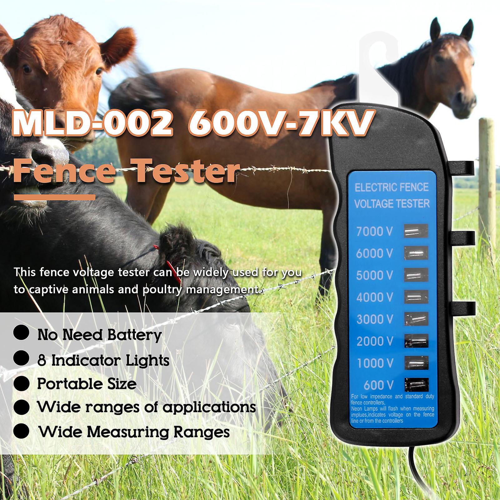 Mld-002 600v-7kv Fence Tester Home Garden Horse Livestock Electric Fence Voltmeter No Need Battery With 8 Indicator Light No.326433