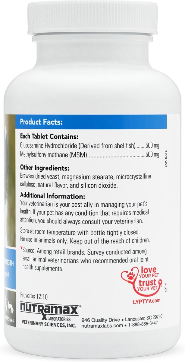 Nutramax Cosequin Hip and Joint Chewable Tablets with Glucosamine and MSM Standard Strength Joint Health Supplement for Dogs