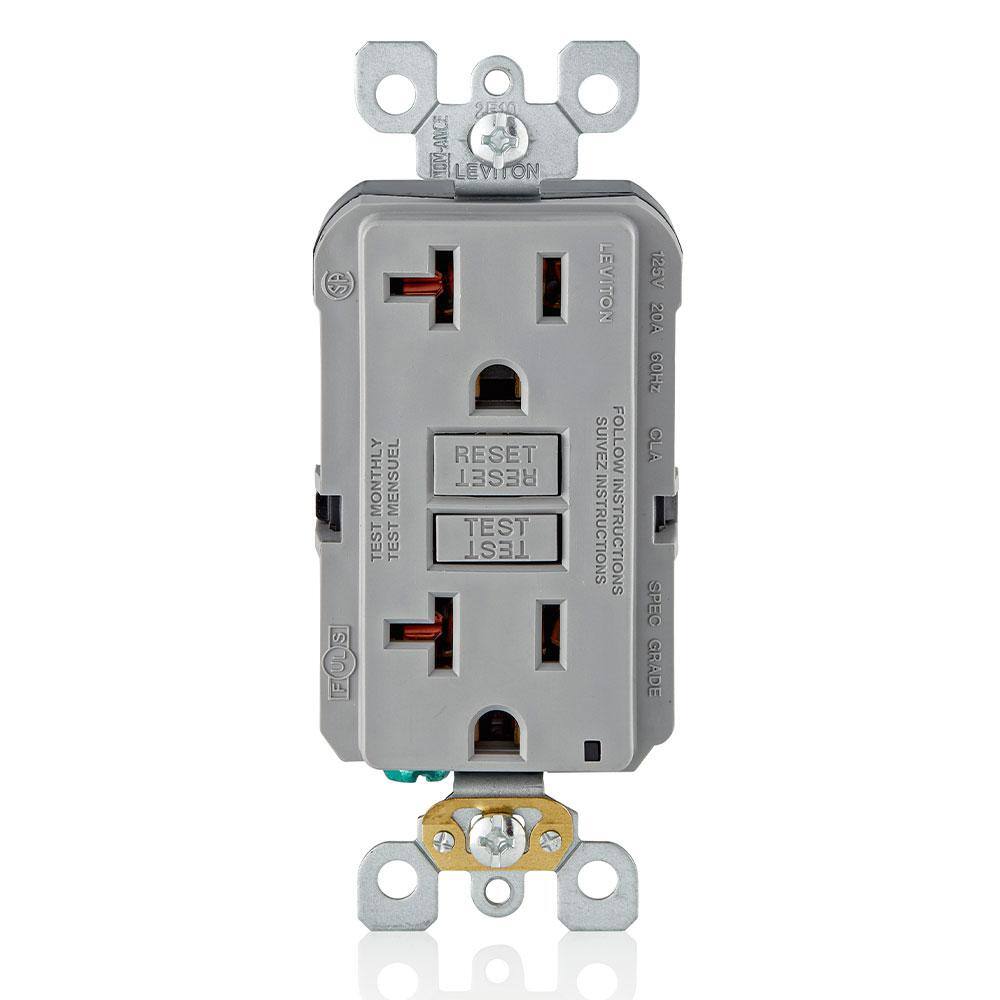 Leviton 20 Amp Self-Test SmartlockPro Slim Duplex GFCI Outlet Gray (10-Pack) VG1-GFNT2-HG1