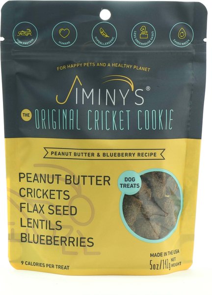 Jiminy's Grain-Free Cricket Cookie Peanut Butter and Blueberry Recipe Dog Treats