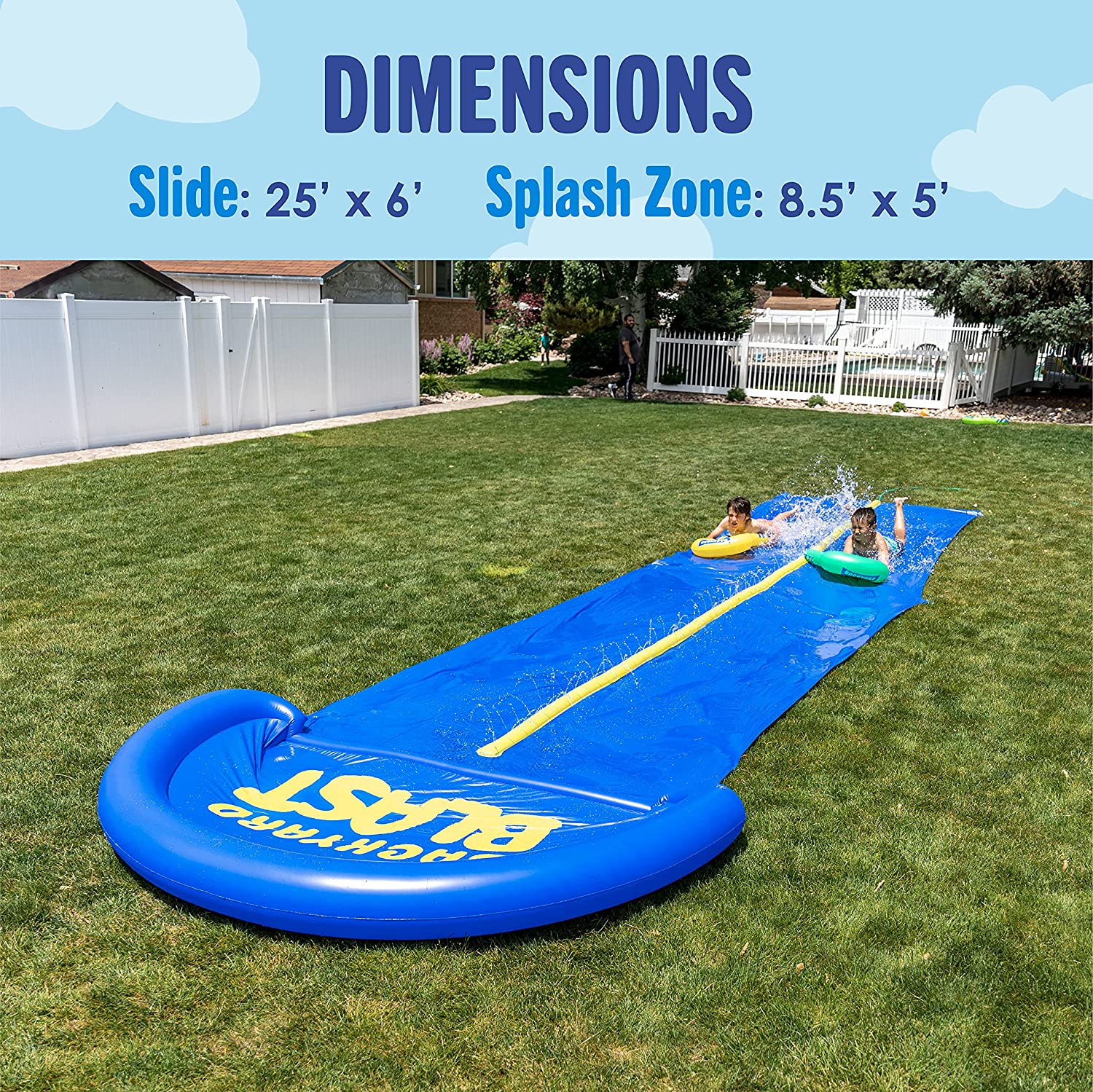 Intera - 30' Waterslide with Splash Zone - Easy to Setup - Extra Thick to Prevent Rips & Tears