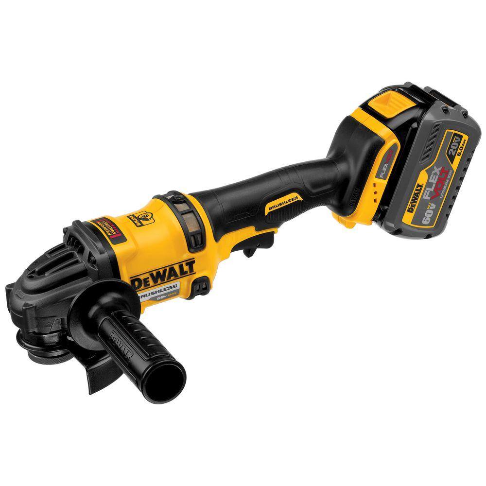 DW FLEXVOLT 60V MAX Cordless Brushless 4.5 in. Angle Grinder with Kickback Brake and (1) FLEXVOLT 6.0Ah Battery DCG414T1