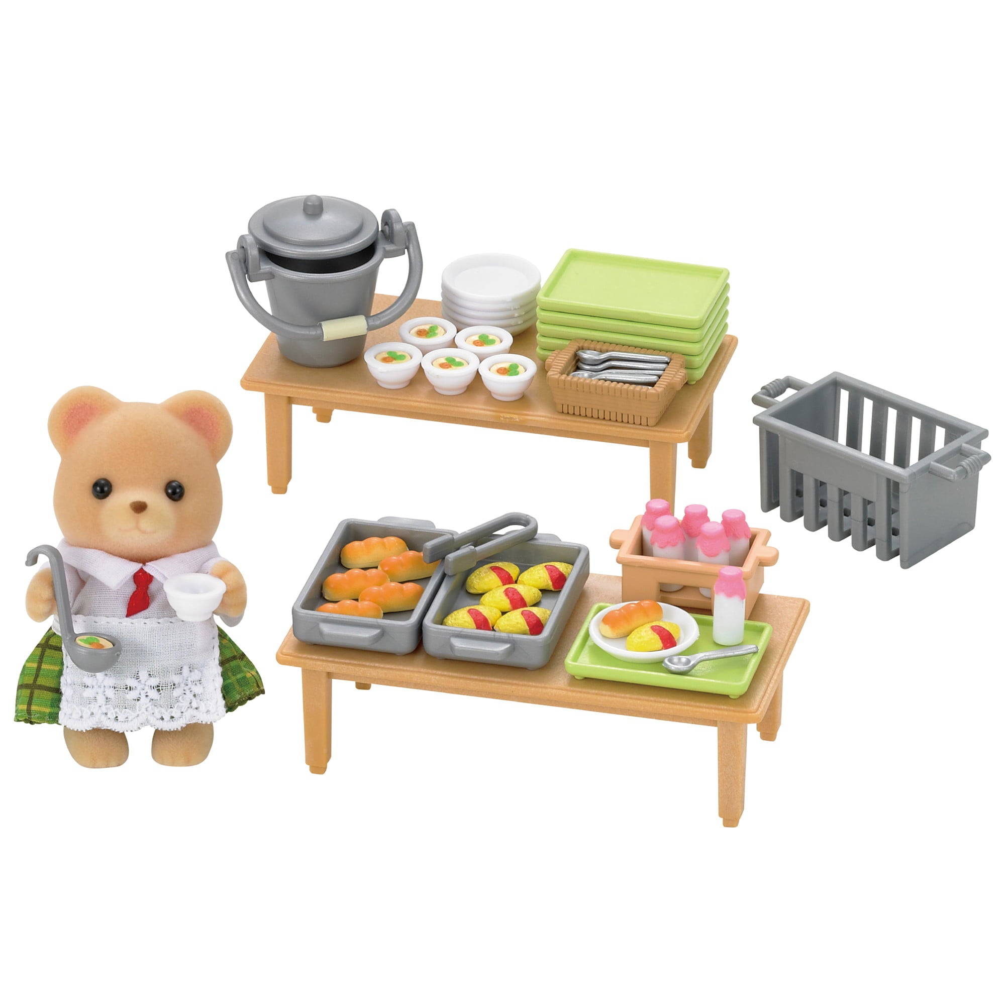 Calico Critters School Lunch Set, Dollhouse Playset with Figure and Accessories