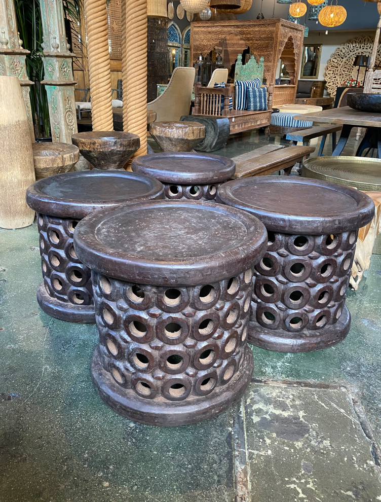 Consigned Bamileke Circle Stool Table   Rustic   Side Tables And End Tables   by Design Mix Furniture  Houzz