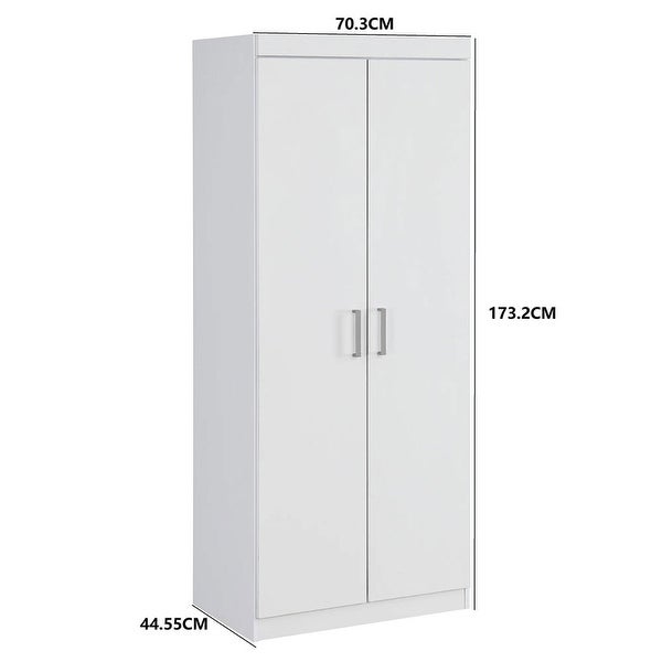 2-Door Storage Cabinet with Adjustable Shelf， Modern Simple Style Armoire Clothes Closet for Bedroom， Easy Assemble - - 37928475