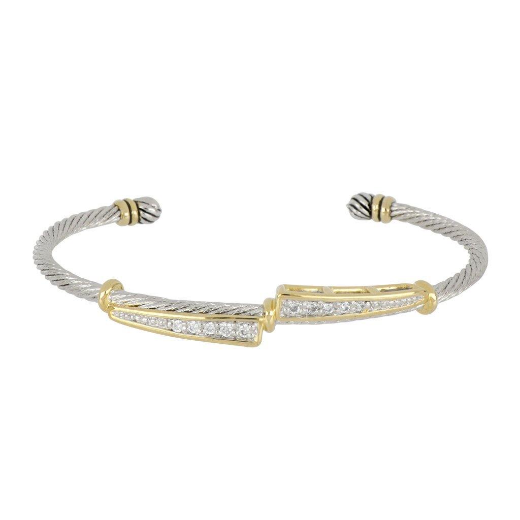 John Medeiros  Celebration Petite Pavé Duel Channel Wire Cuff Bracelet