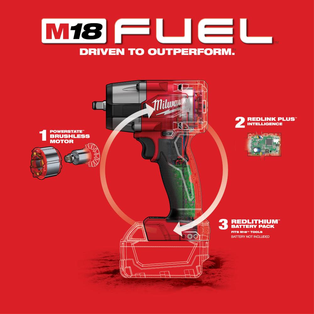 Milwaukee M18 FUEL 3/8 Mid Torque Impact Wrench with Friction Ring Reconditioned