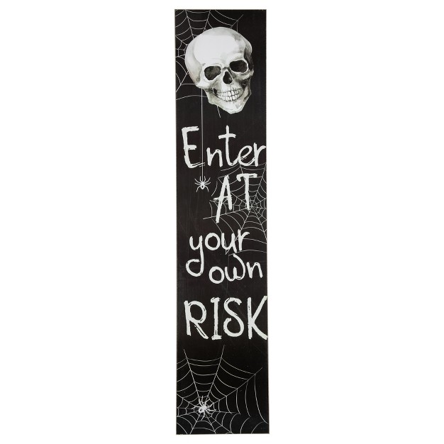 Enter At Your Own Risk Wooden Halloween Porch Board Sign Decoration