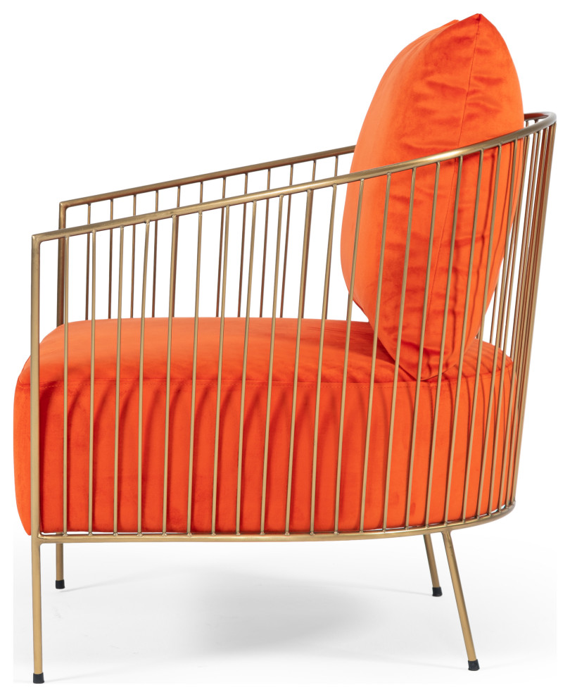 Modrest Loveland Glam Orange Velvet Accent Chair   Contemporary   Armchairs And Accent Chairs   by Vig Furniture Inc.  Houzz